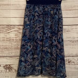 LuLaRoe Blue Feather Pattern A-Line Skirt